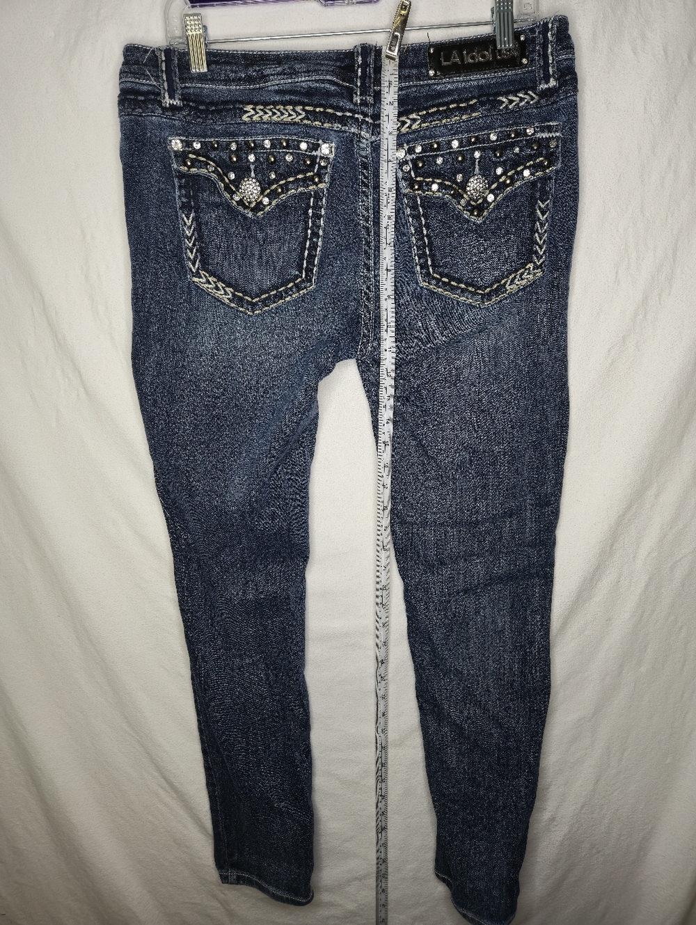 LA Idol Ladies Embellished Denim Vkue Jeans Size 13